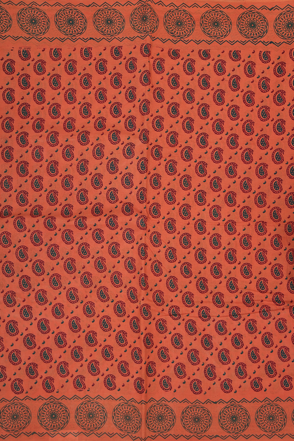 Nine Yards Sungudi Cotton Saree In Brown With Paisley Design