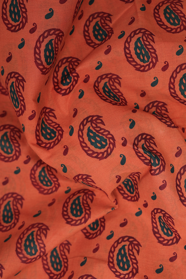Nine Yards Sungudi Cotton Saree In Brown With Paisley Design