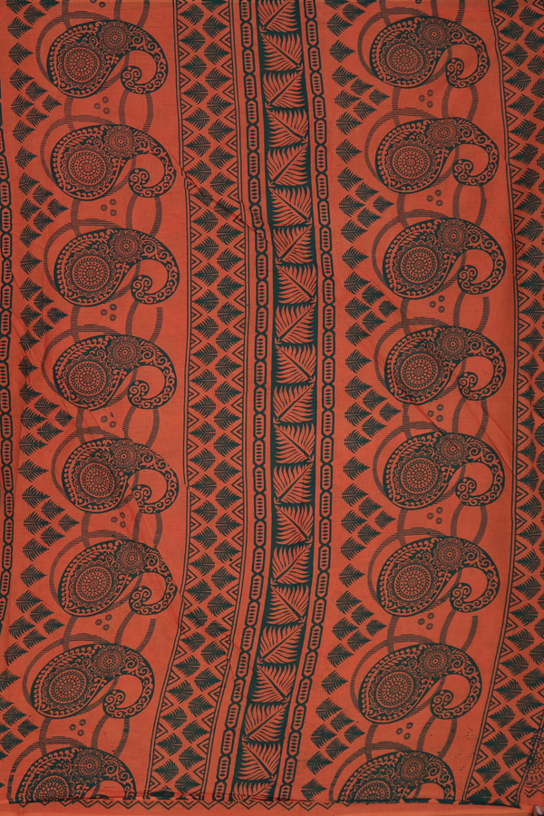 Nine Yards Sungudi Cotton Saree In Brown With Paisley Design