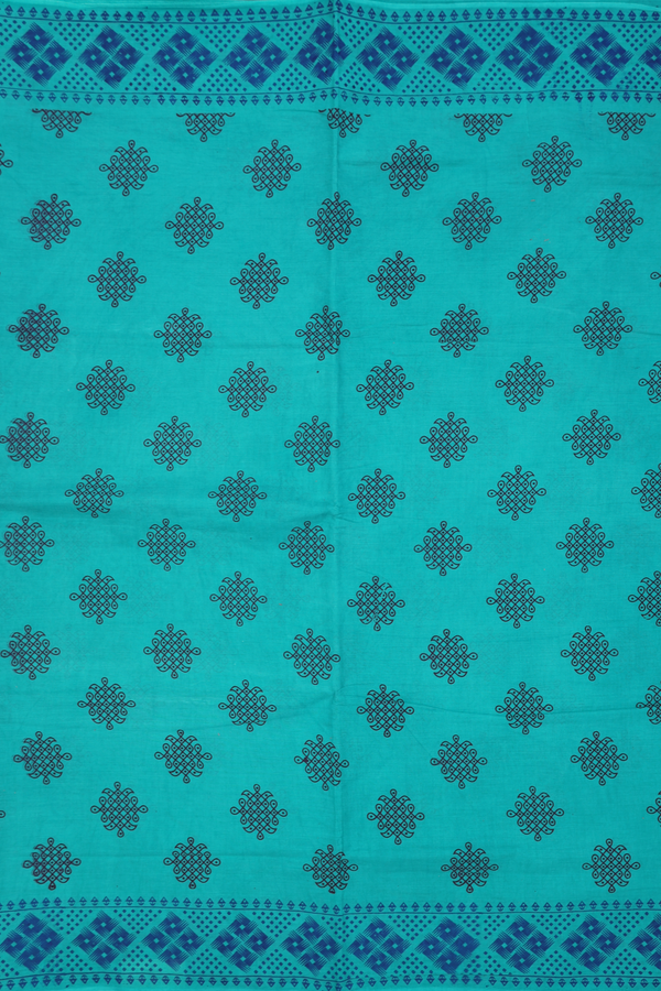 Nine Yards Sungudi Cotton Saree In Green With Kolam Design