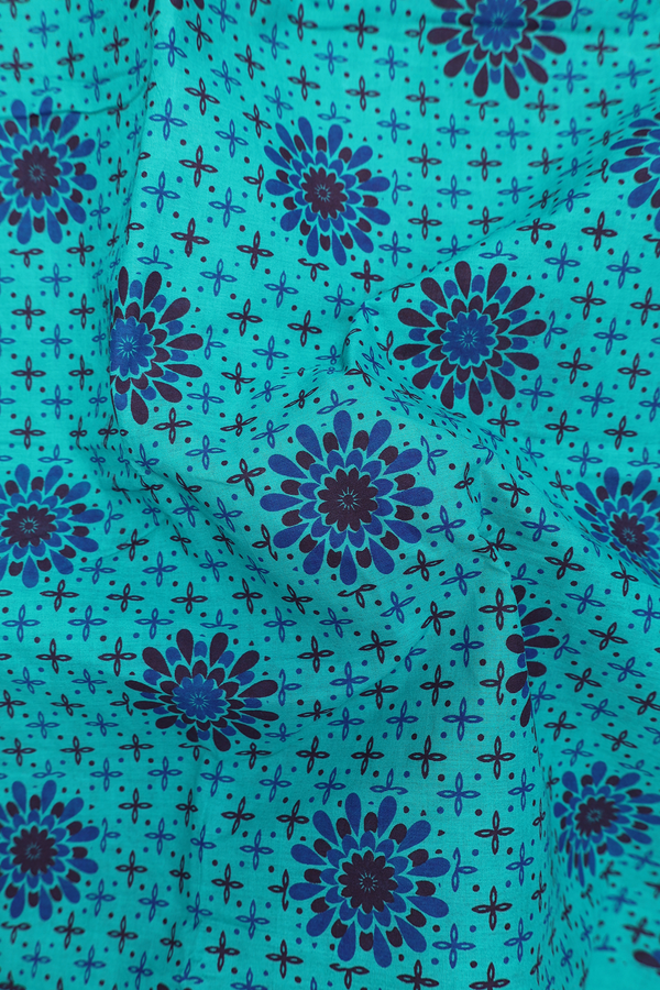 Nine Yards Sungudi Cotton Saree In Green With Printed Design