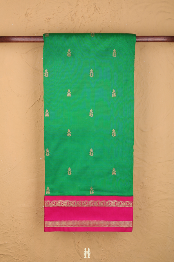 Nine Yards Apoorva Cotton Saree Green With Paisley Buttas