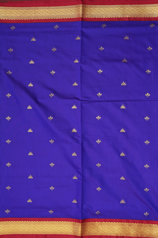 Nine Yards Apoorva Cotton In Royal Blue With Zari Buttas