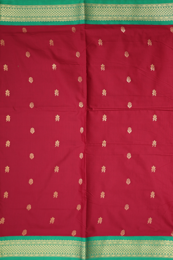 Nine Yards Apoorva Cotton In Red With Floral Buttas