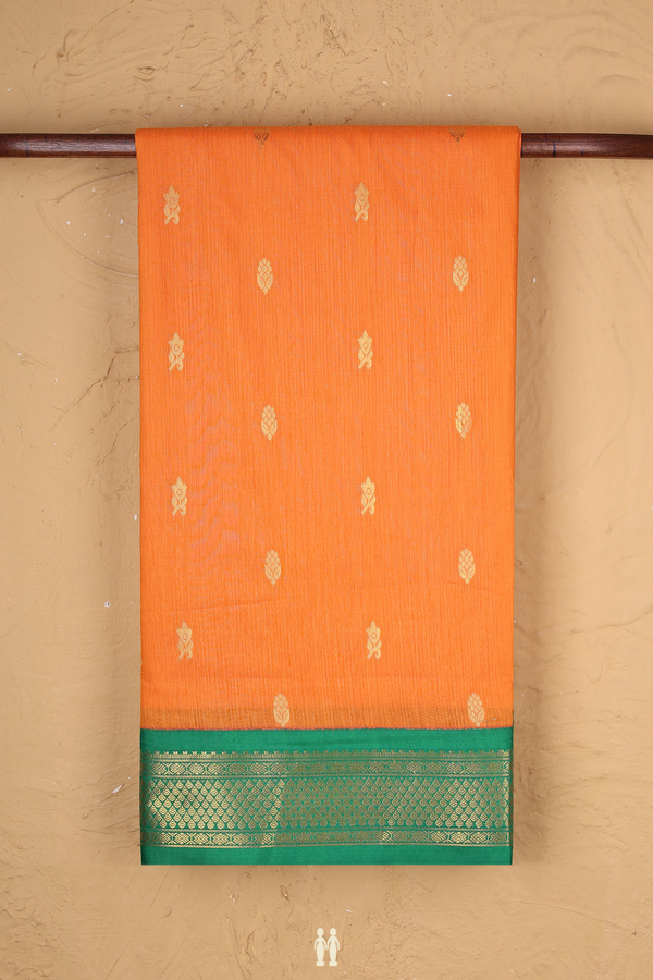 Nine Yards Apoorva Cotton In Orange With Floral Buttas