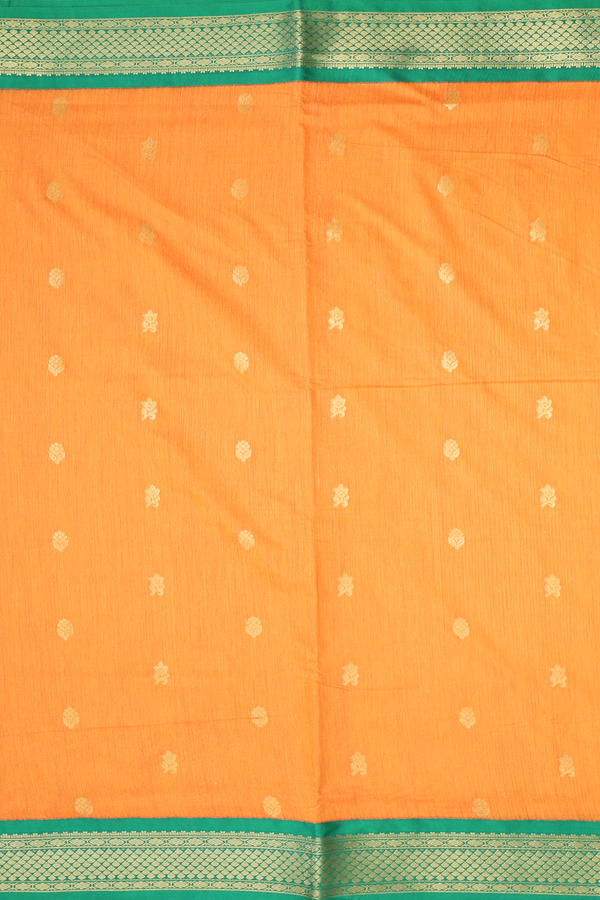 Nine Yards Apoorva Cotton In Orange With Floral Buttas