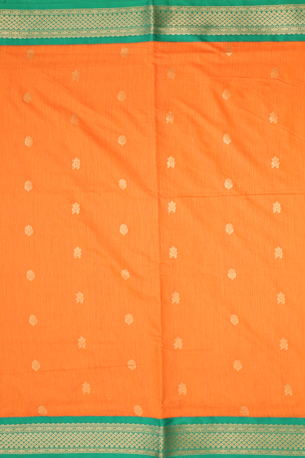 Nine Yards Apoorva Cotton In Orange With Floral Buttas