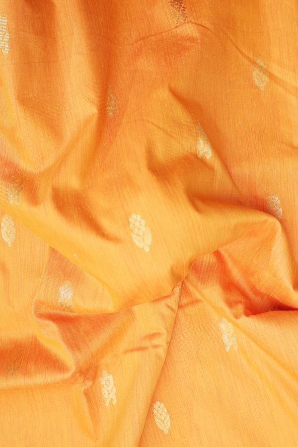 Nine Yards Apoorva Cotton In Orange With Floral Buttas