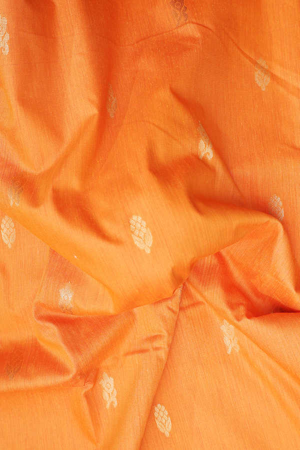 Nine Yards Apoorva Cotton In Orange With Floral Buttas