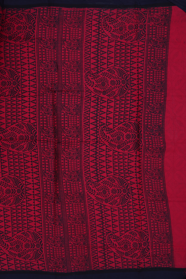 Nine Yards Sungudi Cotton Saree In Red With Floral Design