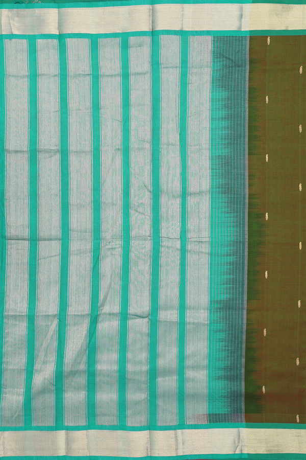 Nine Yards Silk Cotton Saree In Dual Tone With Zari Buttas