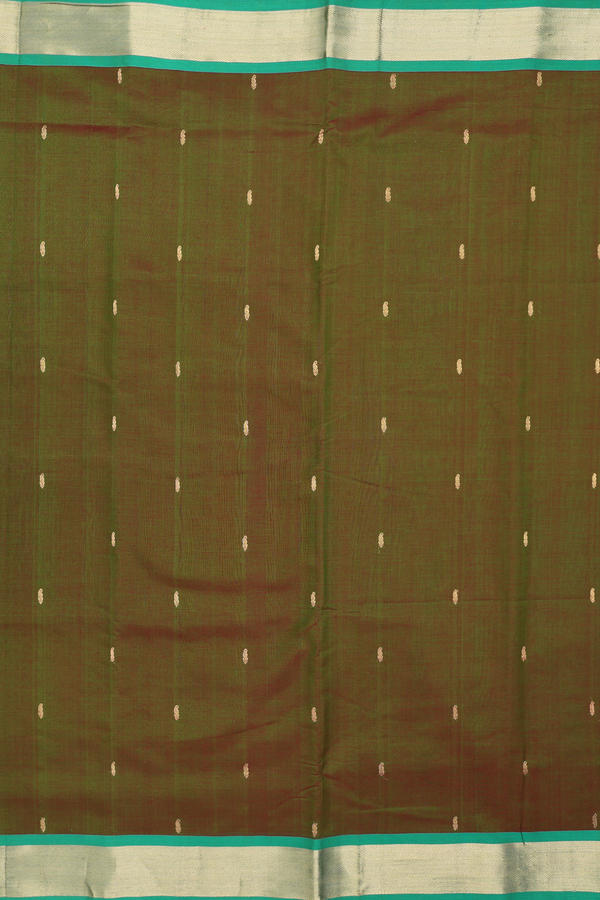 Nine Yards Silk Cotton Saree In Dual Tone With Zari Buttas