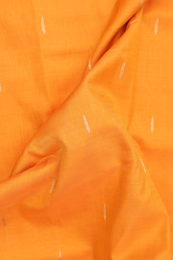 Nine Yards Silk Cotton Saree In Royal Orange With Zari Buttas