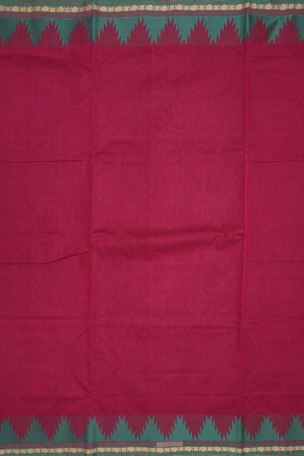 Nine Yards Cotton Saree Berry Purple With Threadwork Border