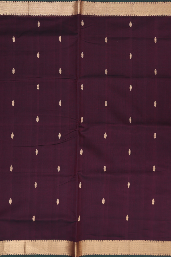 Nine Yards Silk Cotton Saree In Coffee Brown With Zari Buttas