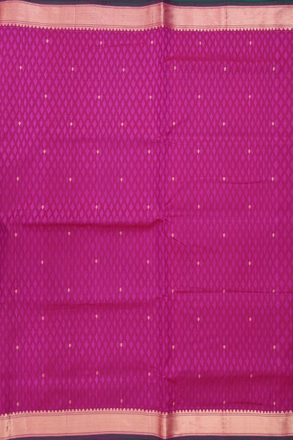 Nine Yards Silk Cotton Saree In Purple With Threadwork Design