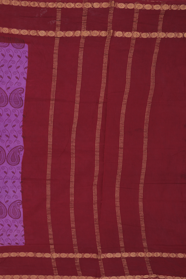 Nine Yards Sungudi Cotton Saree Purple With Paisley Design