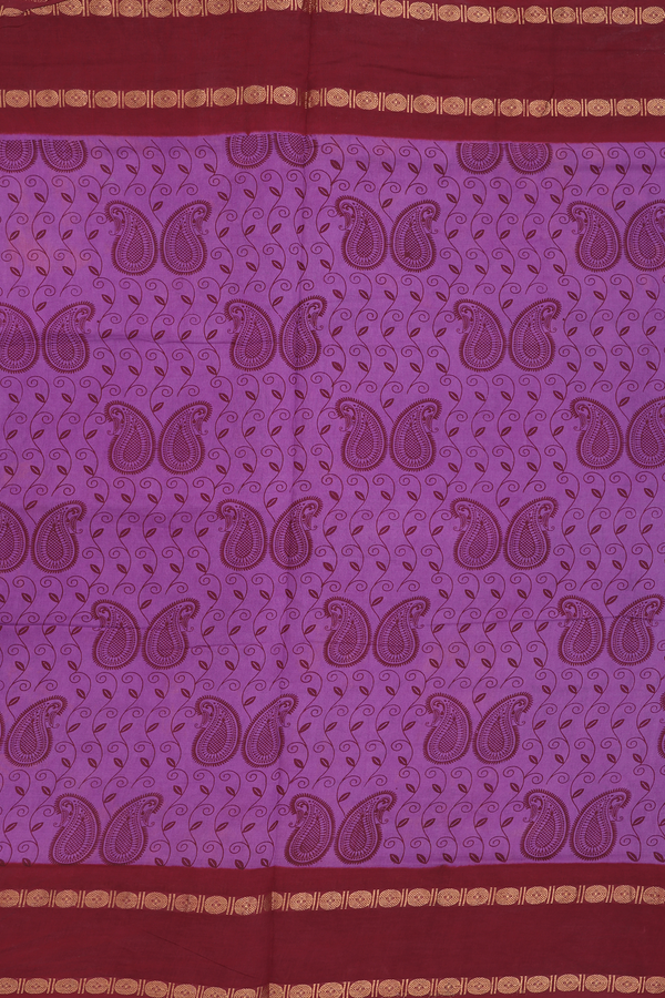 Nine Yards Sungudi Cotton Saree Purple With Paisley Design