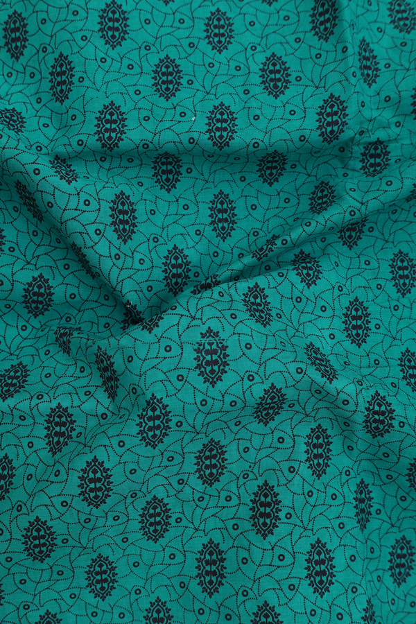 Nine Yards Sungudi Cotton Saree Green With Printed Design