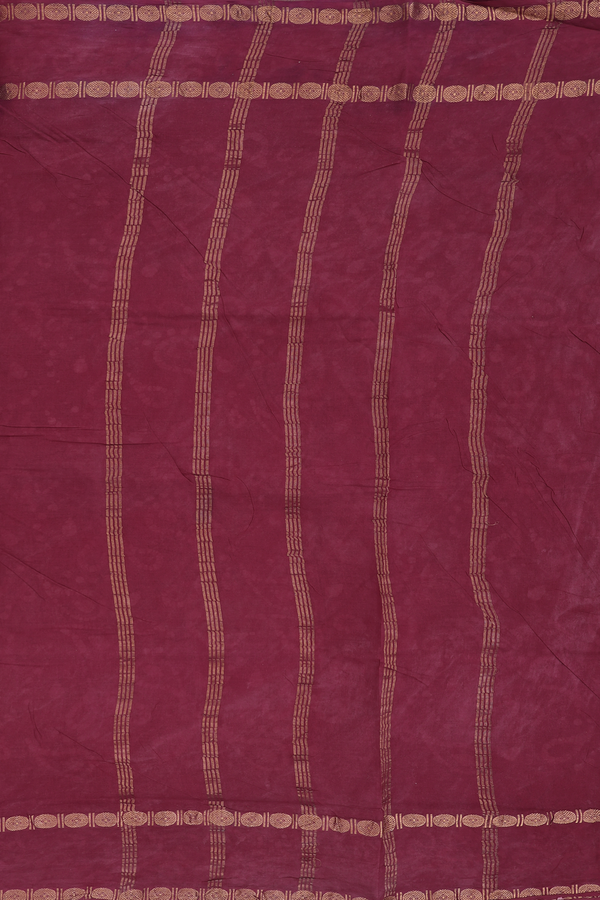Nine Yards Sungudi Cotton Saree Mulberry With Printed Design