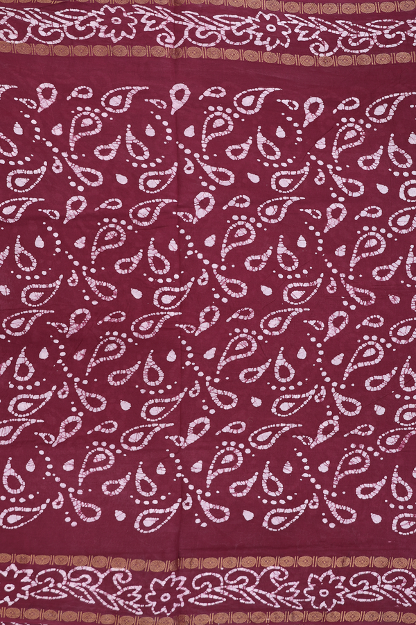 Nine Yards Sungudi Cotton Saree Mulberry With Printed Design