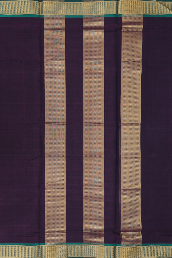 Nine Yards Silk Cotton Saree In Deep Purple With Zari Border