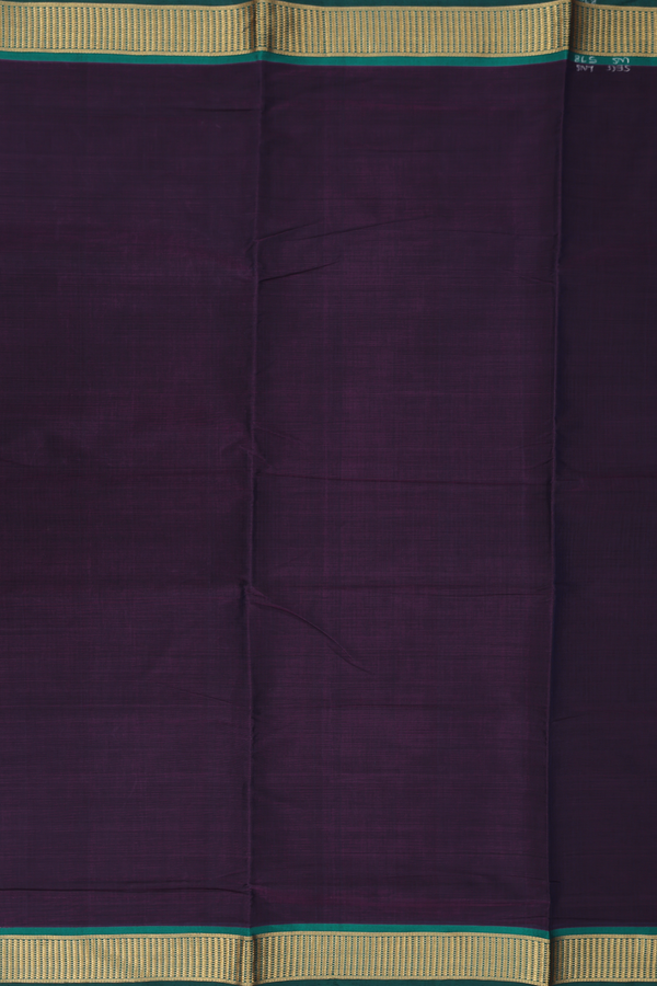 Nine Yards Silk Cotton Saree In Deep Purple With Zari Border