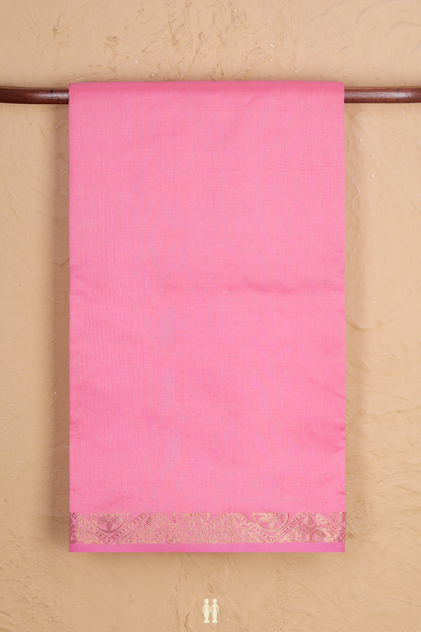 Nine Yards Silk Cotton Saree In Pink With Zari Border