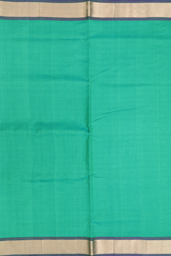 Nine Yards Silk Cotton Saree In Green With Twill Weave Border