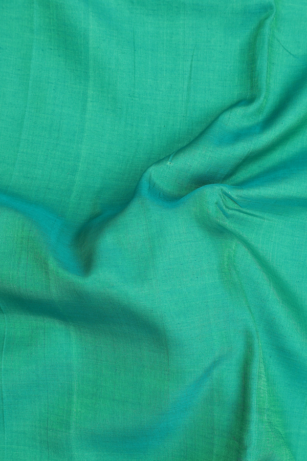 Nine Yards Silk Cotton Saree In Green With Twill Weave Border