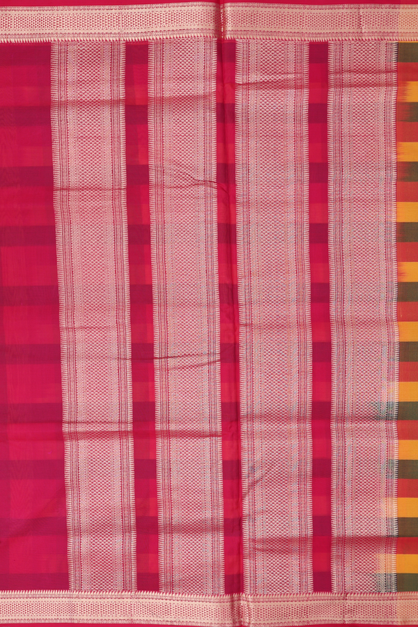 Nine Yards Silk Cotton Saree In Multicolor With Checks Design