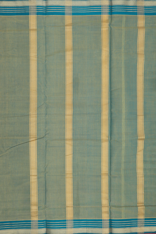Nine Yards Cotton Saree In Plain Green With Contrast Border