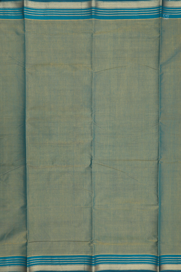 Nine Yards Cotton Saree In Plain Green With Contrast Border