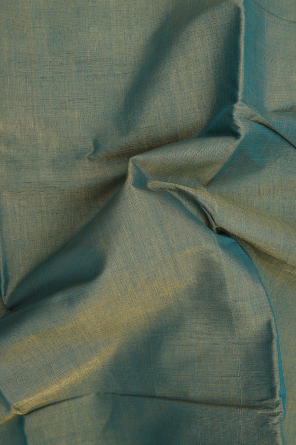 Nine Yards Cotton Saree In Plain Green With Contrast Border