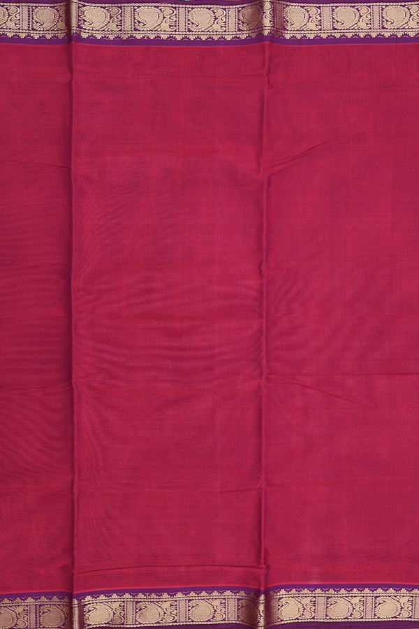 Nine Yards Cotton Saree In Red With Contrast Border