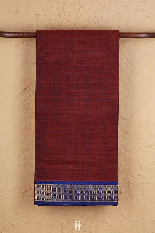 Nine Yards Cotton Saree In Red With Contrast Border