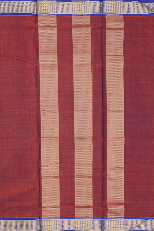 Nine Yards Cotton Saree In Red With Contrast Border