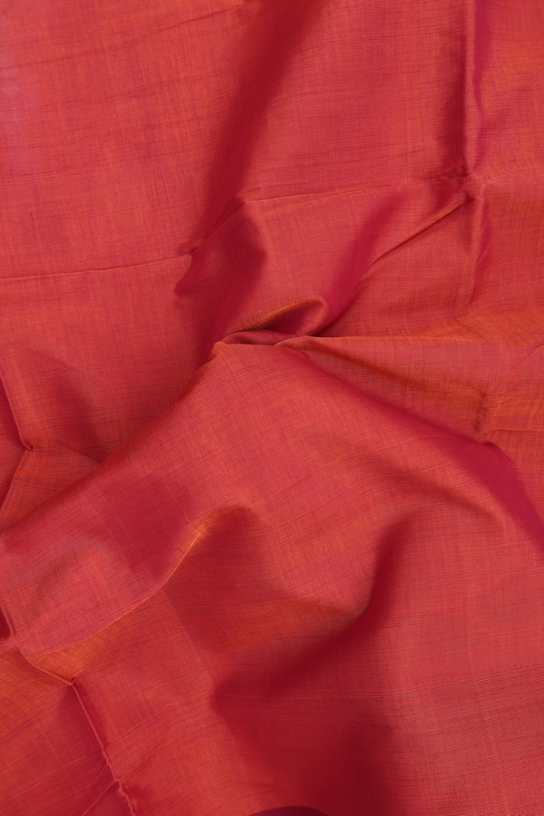 Nine Yards Cotton Saree In Brick Red With Contrast Border