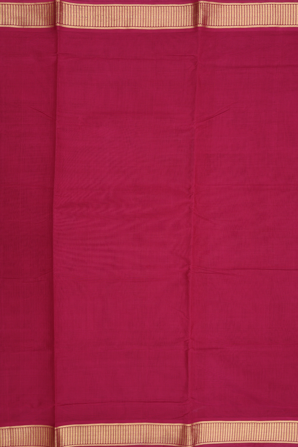 Nine Yards Cotton Saree In Plain Red With Zari Border