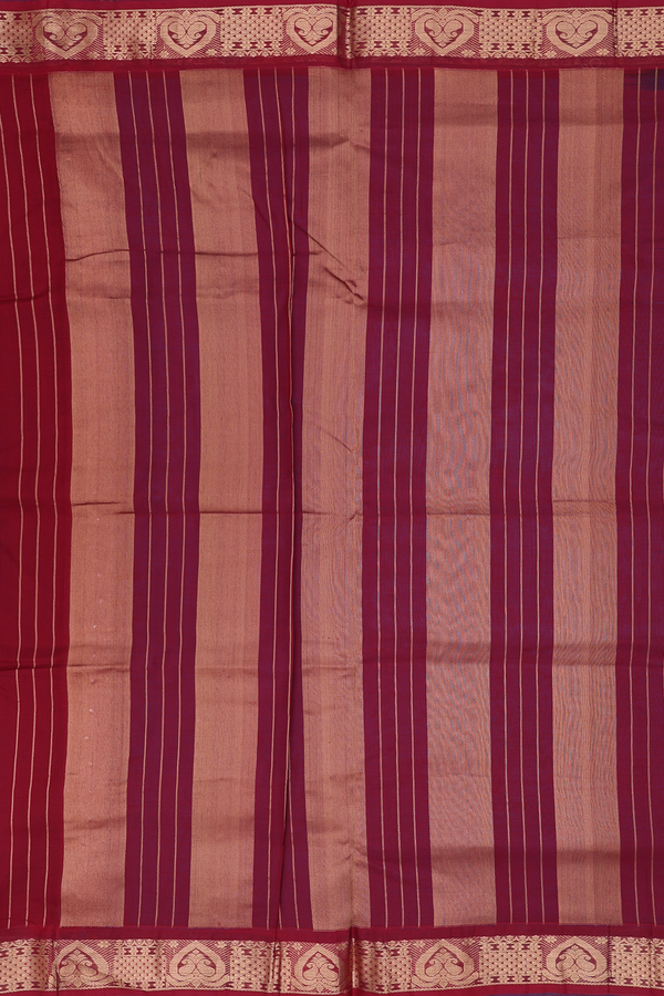 Nine Yards Silk Cotton Saree In Blue With Contrast Border