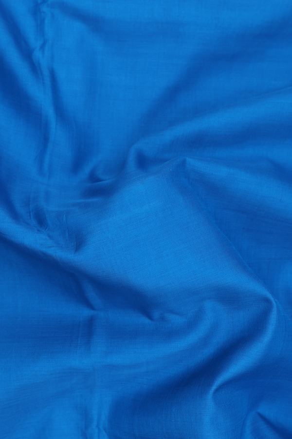 Nine Yards Silk Cotton Saree In Blue With Contrast Border