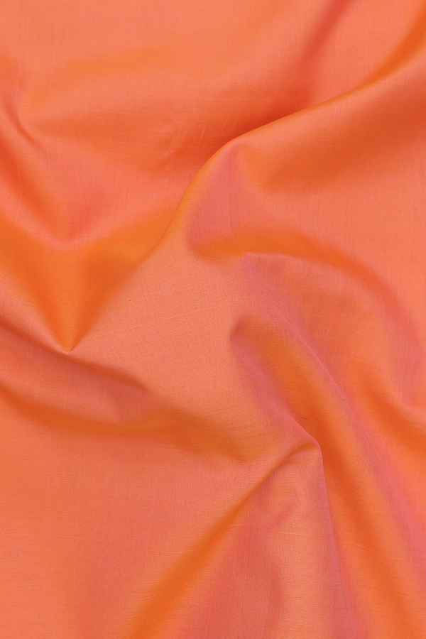 Nine Yards Silk Cotton Saree In Orange With Contrast Border