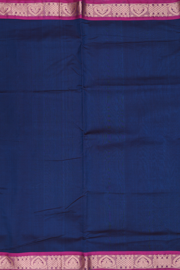 Nine Yards Silk Cotton Saree In Blue With Contrast Border