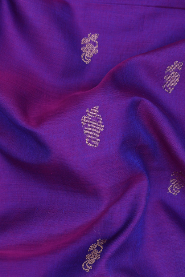Nine Yards Silk Cotton Saree In Dual Tone With Floral Buttas