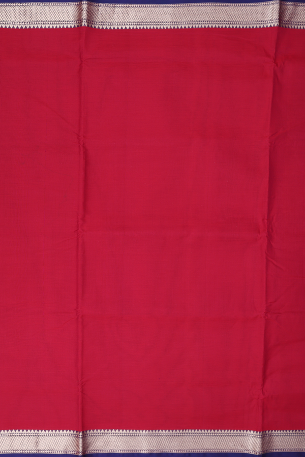 Nine Yards Silk Cotton Saree In Red With Contrast Border