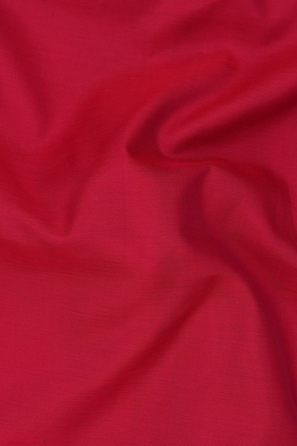 Nine Yards Silk Cotton Saree In Red With Contrast Border
