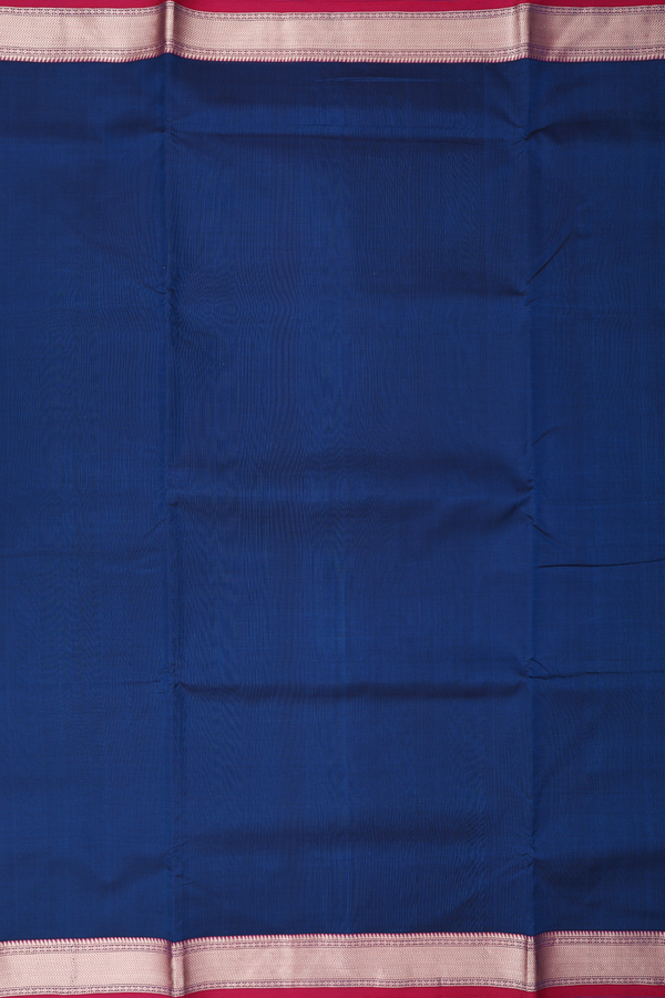 Nine Yards Silk Cotton Saree In Prussian Blue With Zari Border