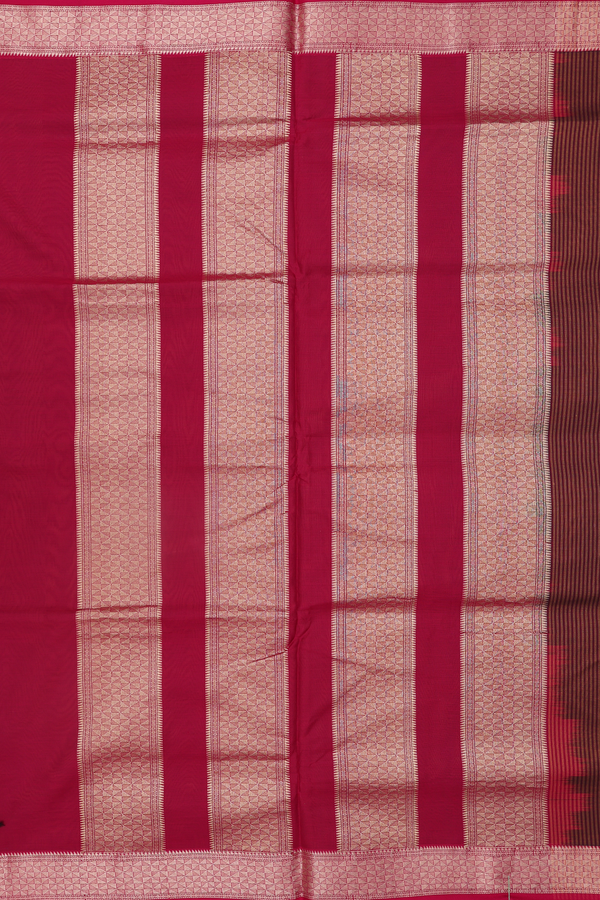 Nine Yards Silk Cotton Saree In Brown With Contrast Border