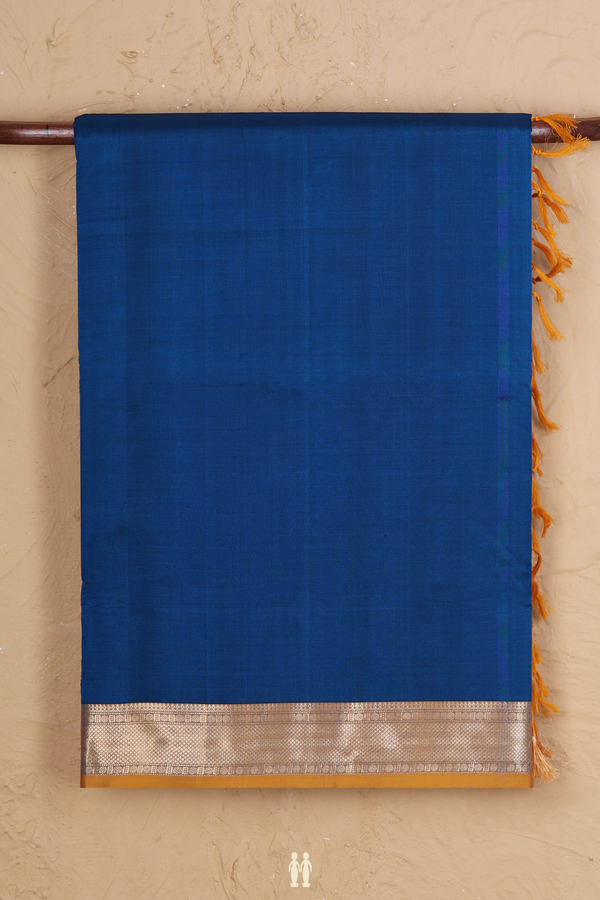 Nine Yards Silk Cotton Saree In Capri Blue With Zari Border