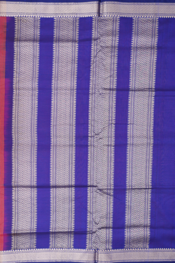 Nine Yards Silk Cotton Saree In Burnt Orange With Zari Border